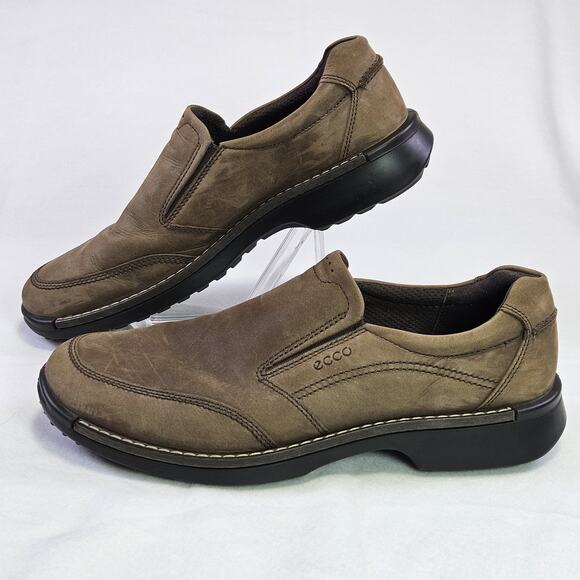 ECCO Fusion Loafer Mens 47 US13 Apron Toe Slip On Nubuck Leather Shoe Mocs Brown main image 8